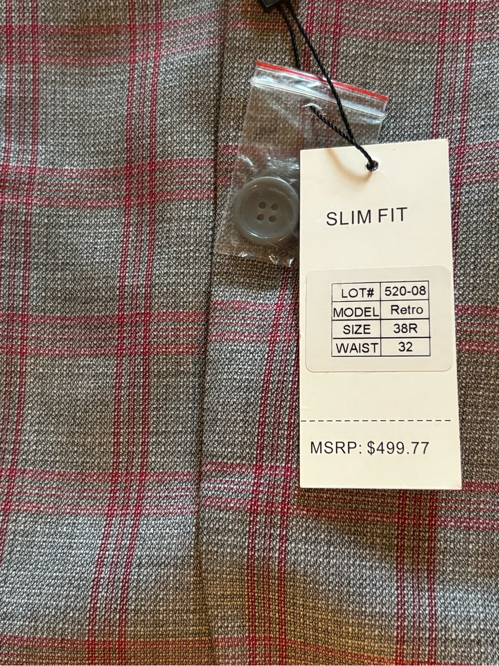 NWT Retro Paris 3 Piece Mens Suit 38R/32 Slim Fit Plaid Floral - Picture 5 of 16